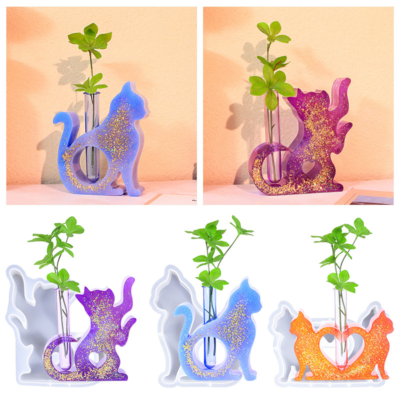 Propagation Station Vase - Cetakan Resin berbentuk kucing vas silikon