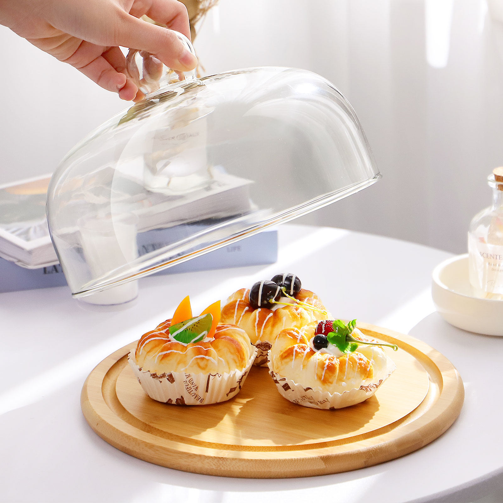 1Set Penutup Kubah Kaca Kue, S - Plastic Dome Clear ulasan dan harga